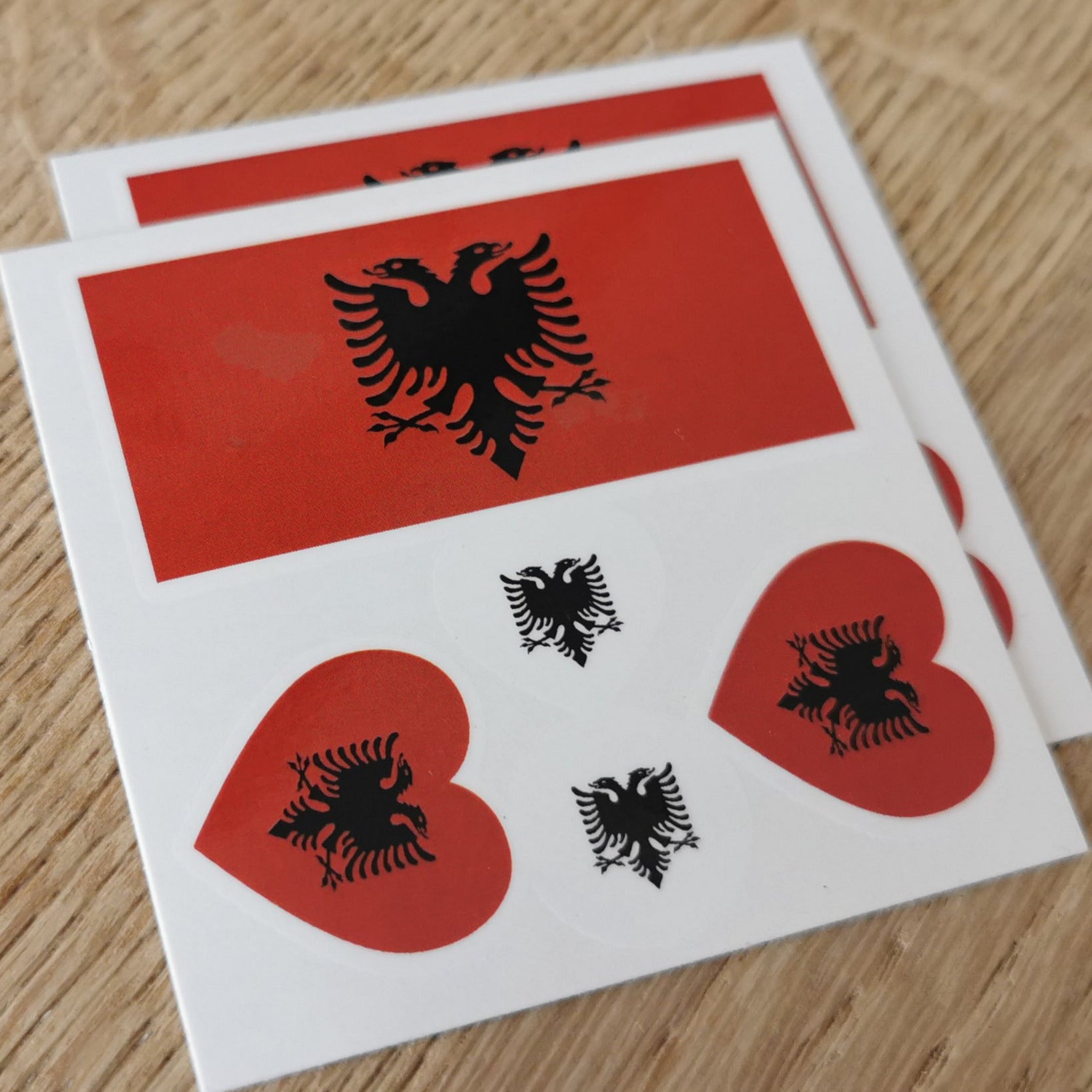 Albanian Eagle Heart Tatuazhe e përkohëshme - Temporary tattoo (set of 2 + 1 FREE)
