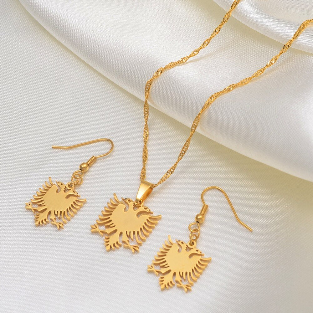 Albanian Eagle Necklaces and Earrings Set