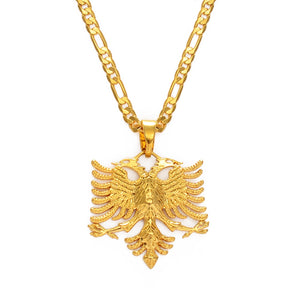 Albanian Eagle Necklaces for Men or Women Gold Color